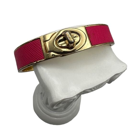 COACH Leather Turn Lock Hinges Bangle Bracelet - Picture 7 of 8